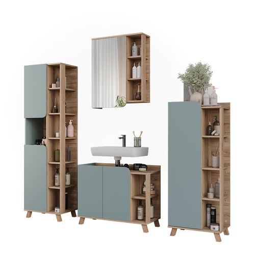 Meubles Bain Karen 55420 Sonoma/bleu 4 Pièces