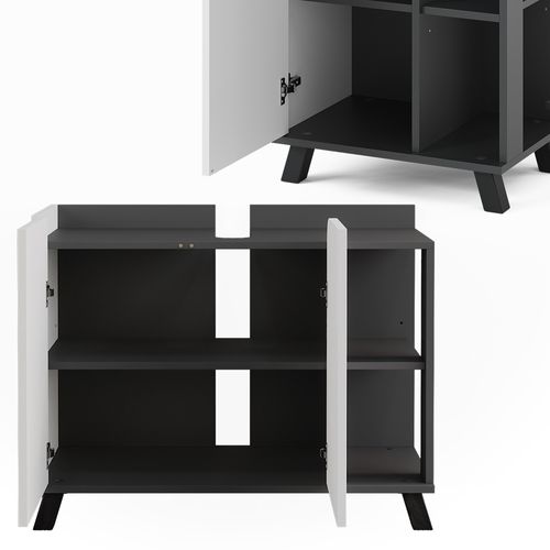 Ensemble De Meubles De Salle De Bain Karen 55422 Anthracite/blanc 3 Pièces