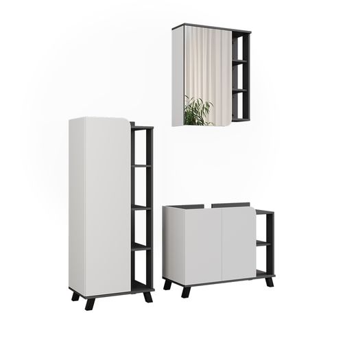 Ensemble De Meubles De Salle De Bain Karen 55422 Anthracite/blanc 3 Pièces