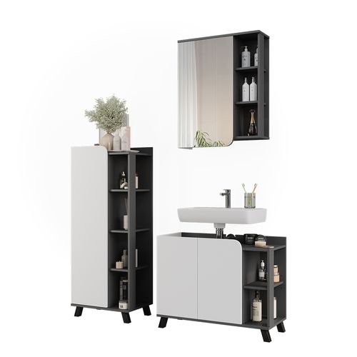 Ensemble De Meubles De Salle De Bain Karen 55422 Anthracite/blanc 3 Pièces