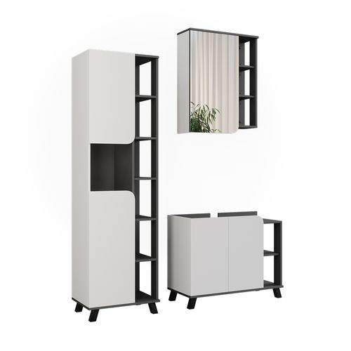 Ensemble De Meubles De Salle De Bains Karen 55423 Anthracite/blanc 3 Pièces