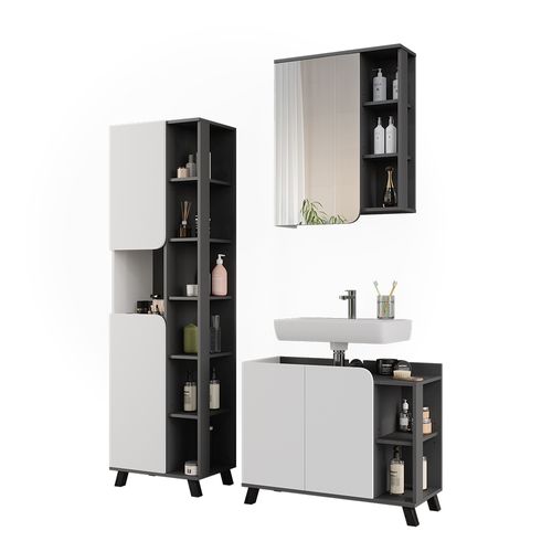Ensemble De Meubles De Salle De Bains Karen 55423 Anthracite/blanc 3 Pièces