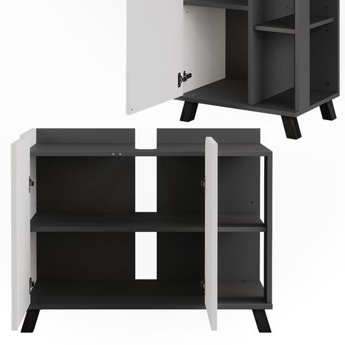 Ensemble De Meubles De Salle De Bains Karen 55424 Anthracite/blanc 4 Pièces