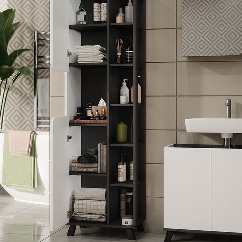 Ensemble De Meubles De Salle De Bains Karen 55424 Anthracite/blanc 4 Pièces