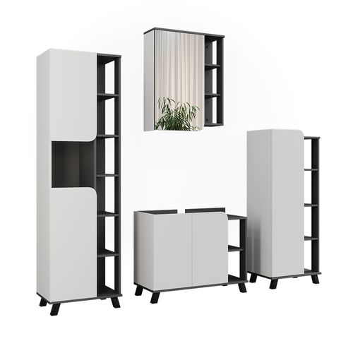 Ensemble De Meubles De Salle De Bains Karen 55424 Anthracite/blanc 4 Pièces