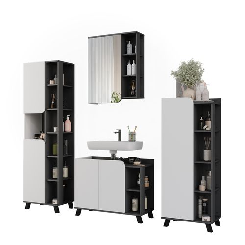 Ensemble De Meubles De Salle De Bains Karen 55424 Anthracite/blanc 4 Pièces