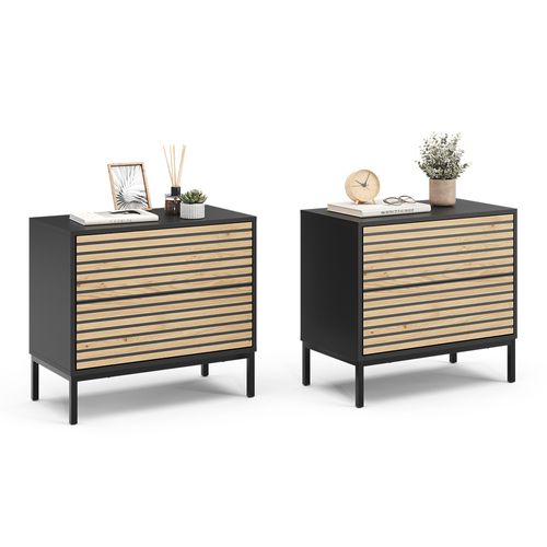 Table De Nuit Eliza 55521 Chêne Doré/anthracite Set De 2 Pièces