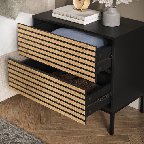 Table De Nuit Eliza 55521 Chêne Doré/anthracite Set De 2 Pièces