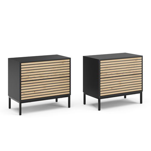 Table De Nuit Eliza 55521 Chêne Doré/anthracite Set De 2 Pièces