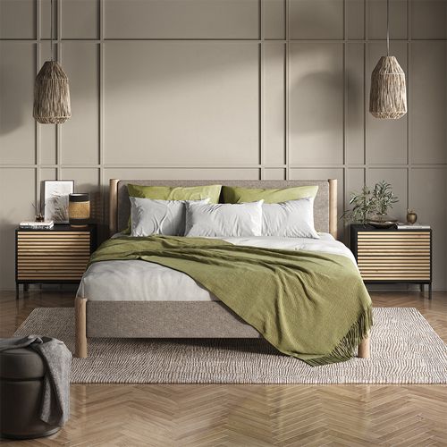 Table De Nuit Eliza 55521 Chêne Doré/anthracite Set De 2 Pièces