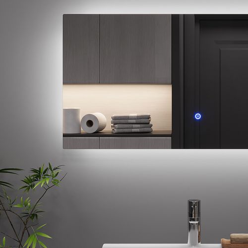 Miroir Mural Miral 55495 Verre 80x2.8cm Avec Rétro-éclairage