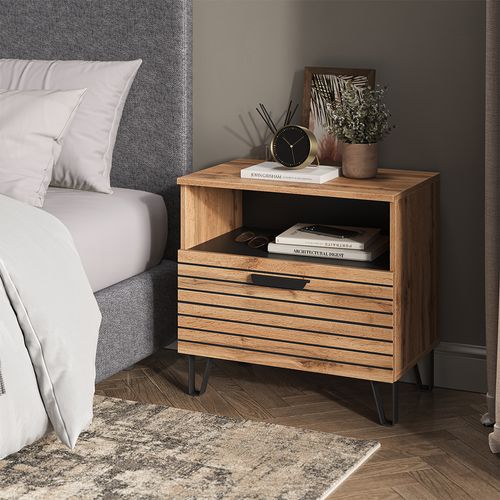 Table De Nuit Amber 55550 Chêne Wotan 60x58cm