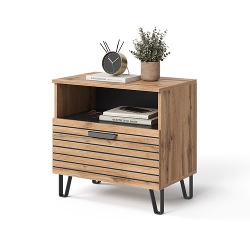 Table De Nuit Amber 55550 Chêne Wotan 60x58cm