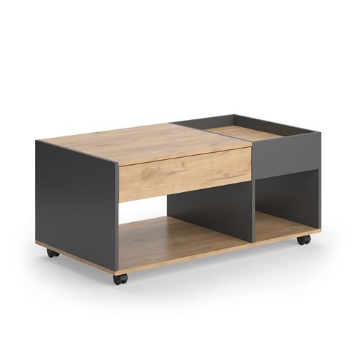 Table Basse Maik 55568 Chêne Doré/anthracite 110x60cm Avec Tiroir