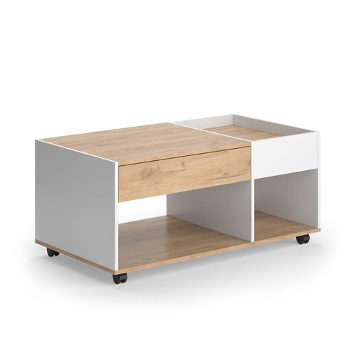 Table Basse Maik 55569 Chêne Doré/blanc 110x60cm Avec Tiroir