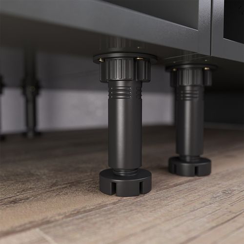 Ligne De Cuisine Optima 55574 Chêne Doré/anthracite 270cm Sans Plan De Travail, Avec Armoire Haute