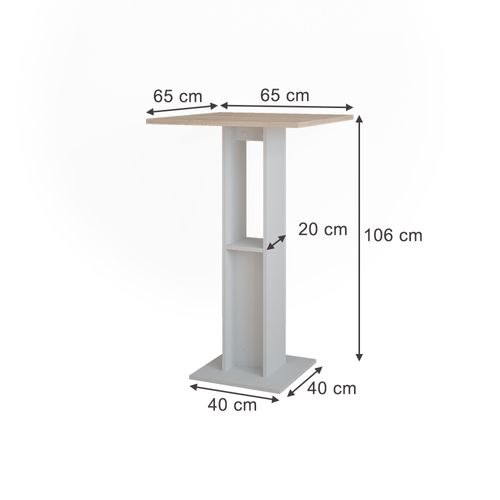 Table De Bar Repose 55579 Blanc/sonoma 65x65cm