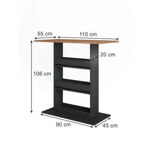 Table De Bar Repose 55585 Chêne Doré/anthracite 110x55cm