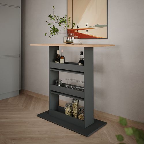 Table De Bar Repose 55585 Chêne Doré/anthracite 110x55cm