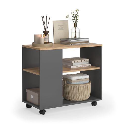 Table Basse Marian 55606 Chêne Doré/anthracite 70x36.6cm Avec Roulettes