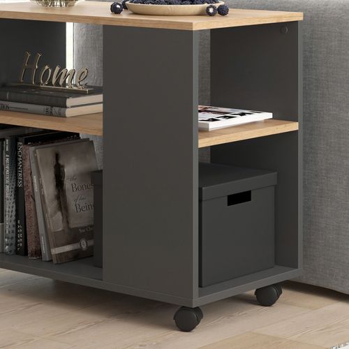 Table Basse Marian 55606 Chêne Doré/anthracite 70x36.6cm Avec Roulettes