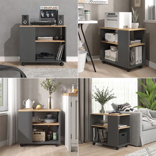 Table Basse Marian 55606 Chêne Doré/anthracite 70x36.6cm Avec Roulettes