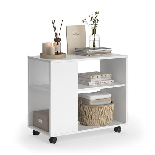 Table Basse Marian, Blanc, 70x36.6cm Avec Roulettes