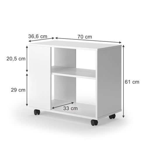 Table Basse Marian, Blanc, 70x36.6cm Avec Roulettes
