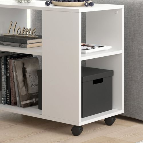 Table Basse Marian, Blanc, 70x36.6cm Avec Roulettes