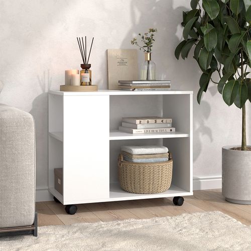 Table Basse Marian, Blanc, 70x36.6cm Avec Roulettes