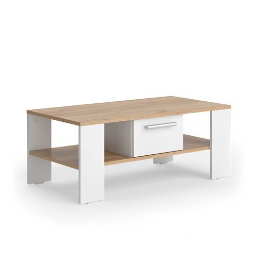 Table Basse Wilmut 55608 Chêne Doré/blanc 89.8x46.4cm Avec Tiroir