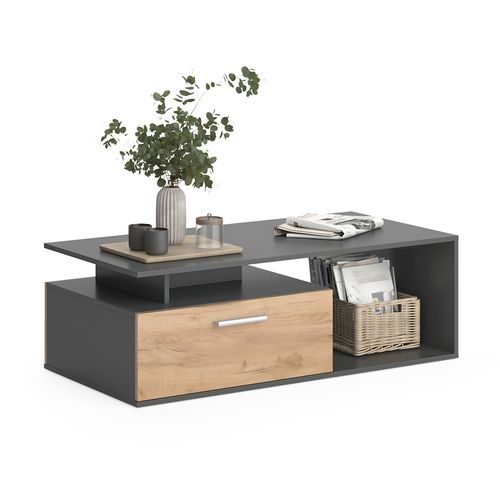 Table Basse Roland 55610 Anthracite/chêne Doré 118x59cm