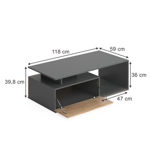 Table Basse Roland 55610 Anthracite/chêne Doré 118x59cm