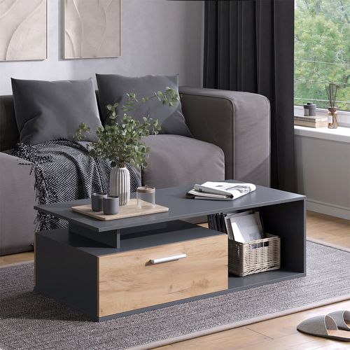 Table Basse Roland 55610 Anthracite/chêne Doré 118x59cm