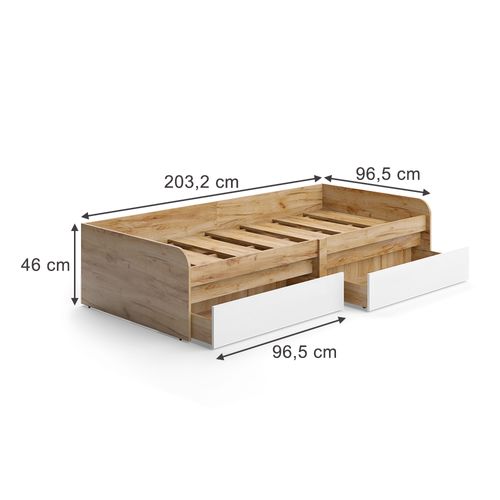 Lit Denfant Clario 55612 Blanc/artisan 90x200 Cm Sans Matelas