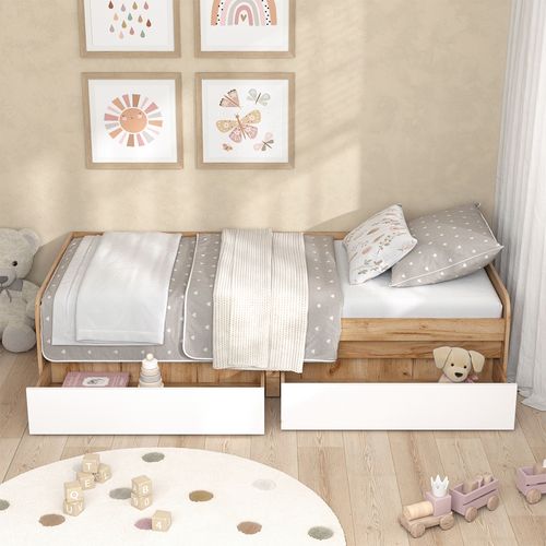 Lit Denfant Clario 55612 Blanc/artisan 90x200 Cm Sans Matelas