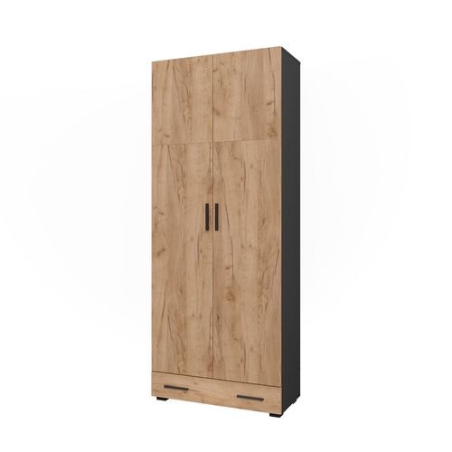 Étagère à Dossiers Frank 55804 Anthracite/chêne Doré 80x201.2cm Avec Module De Tiroir