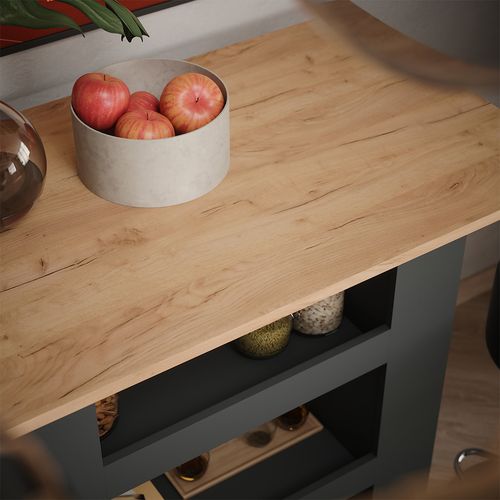 Set De Table De Bar Repose 55736 Chêne Doré/anthracite 110x65cm Avec 2 Tabourets De Bar