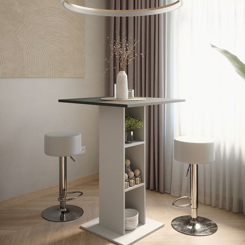 Set De Table De Bar Repose 55718 Béton/blanc 75x75cm Avec 2 Tabourets De Bar