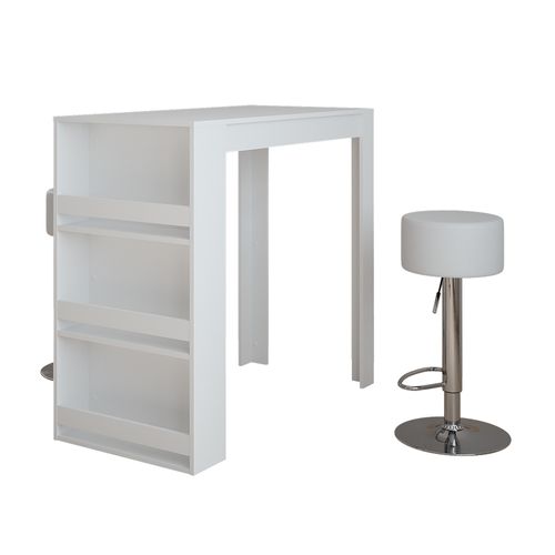 Set De Table De Bar Repose 55720 Blanc 57x117cm Avec 2 Tabourets De Bar