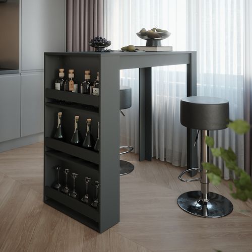 Set De Table De Bar Repose 55721 Anthracite 57x117cm Avec 2 Tabourets De Bar
