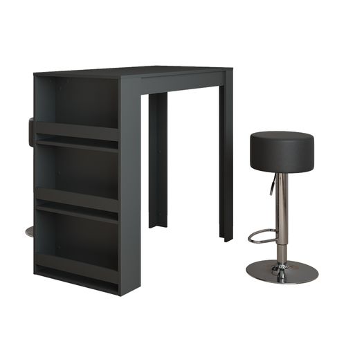 Set De Table De Bar Repose 55721 Anthracite 57x117cm Avec 2 Tabourets De Bar
