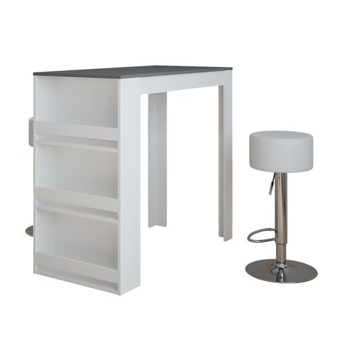 Set De Table De Bar Repose 55722 Blanc/anthracite 57x117cm Avec 2 Tabourets De Bar
