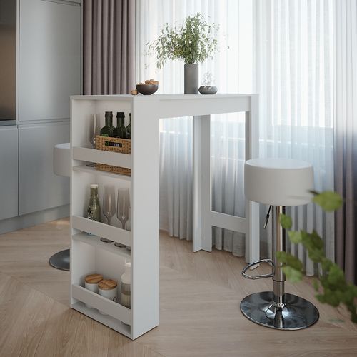 Set De Table De Bar Repose 55724 Blanc 45x110cm Avec 2 Tabourets De Bar