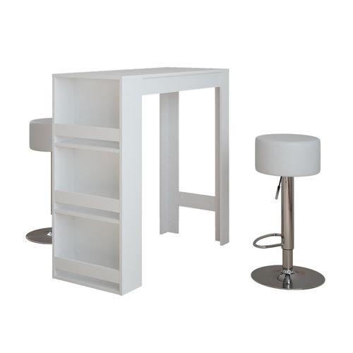Set De Table De Bar Repose 55724 Blanc 45x110cm Avec 2 Tabourets De Bar