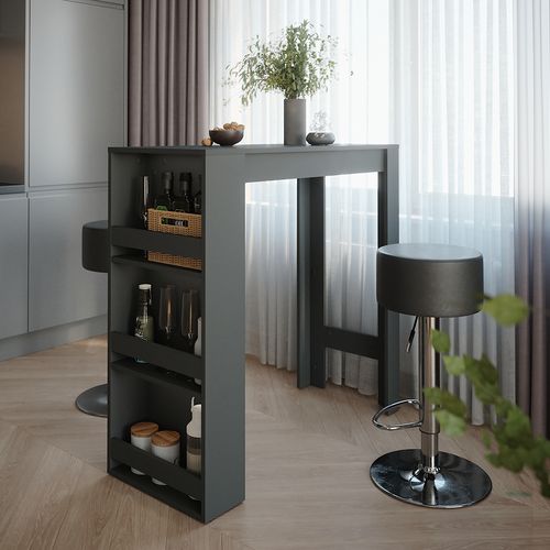 Set De Table De Bar Repose 55725 Anthracite 45x110cm Avec 2 Tabourets De Bar