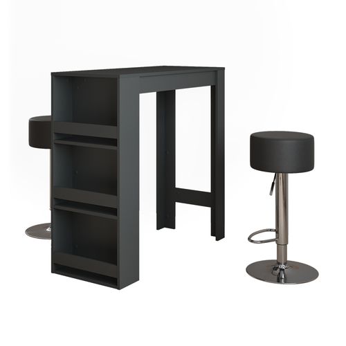 Set De Table De Bar Repose 55725 Anthracite 45x110cm Avec 2 Tabourets De Bar