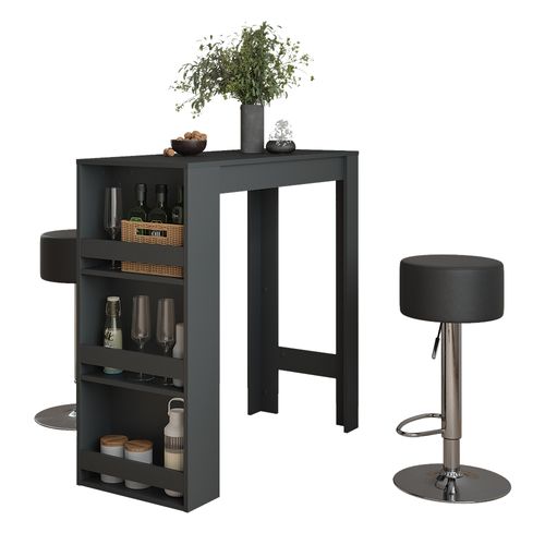 Set De Table De Bar Repose 55725 Anthracite 45x110cm Avec 2 Tabourets De Bar