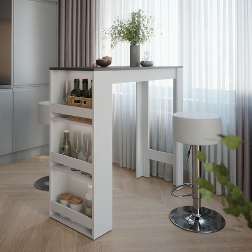 Set De Table De Bar Repose 55726 Blanc/anthracite 45x110cm Avec 2 Tabourets De Bar