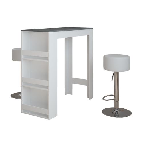 Set De Table De Bar Repose 55726 Blanc/anthracite 45x110cm Avec 2 Tabourets De Bar